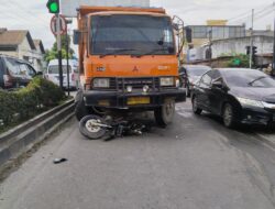 Lakalantas Dump Truck VS Sepeda Motor di KM 19 Sukarno Hatta Binjai, Satu Orang Meninggal Dunia