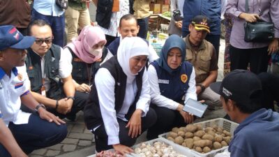 Pastikan Harga Kebutuhan Pokok Aman, Gubernur Jatim Sidak Harga Sembako di Pasar Mojokerto