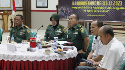 Kasrem 043/Gatam Bersama Forkopimda Ikuti Rakornis TMMD Ke-116 Tahun 2023