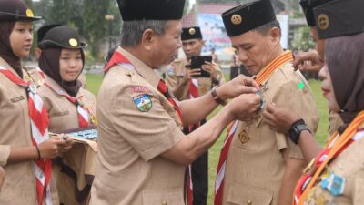 Diguyur Hujan, Upacara Hari Pramuka Ke-62 di Merangin Tetap Berjalan