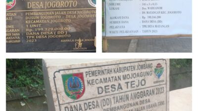Aliansi Masyarakat Jombang, Soroti Pembangunan Jalan Rabat Beton Desa Tejo Diduga Nilai Anggarannya di Mark Up