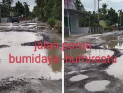 Jalan Rusak Tak Kunjung Diperbaiki, Warga Palas Posting di Medsos