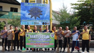 Menyambut Maulid Nabi Muhammad SAW, Polresta Deli Serdang Laksanakan Bakti Sosial
