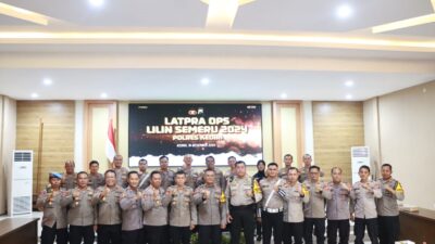 Siap Amankan Nataru, Polres Kediri Gelar Latpraops Lilin Semeru 2024