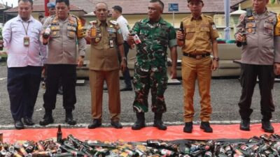 Hasil Ops Pekat, Polres Merangin Musnahkan 754 Botol Miras dan 250 Liter Tuak