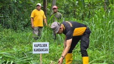 Cegah Bencana, Kapolsek Kandangan Bersama Forkopimcam Tanam Benih Pohon di Sumber Lo