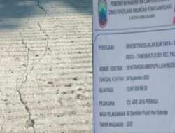 Baru Seminggu, Proyek Pembangunan Jalan Penghubung di Kecamatan Senilai 12,6 M Sudah Retak-retak